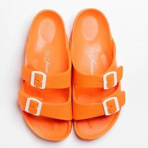 3/$10  Forever Kids Colorful Double Buckle Slides - Orange - Size 1